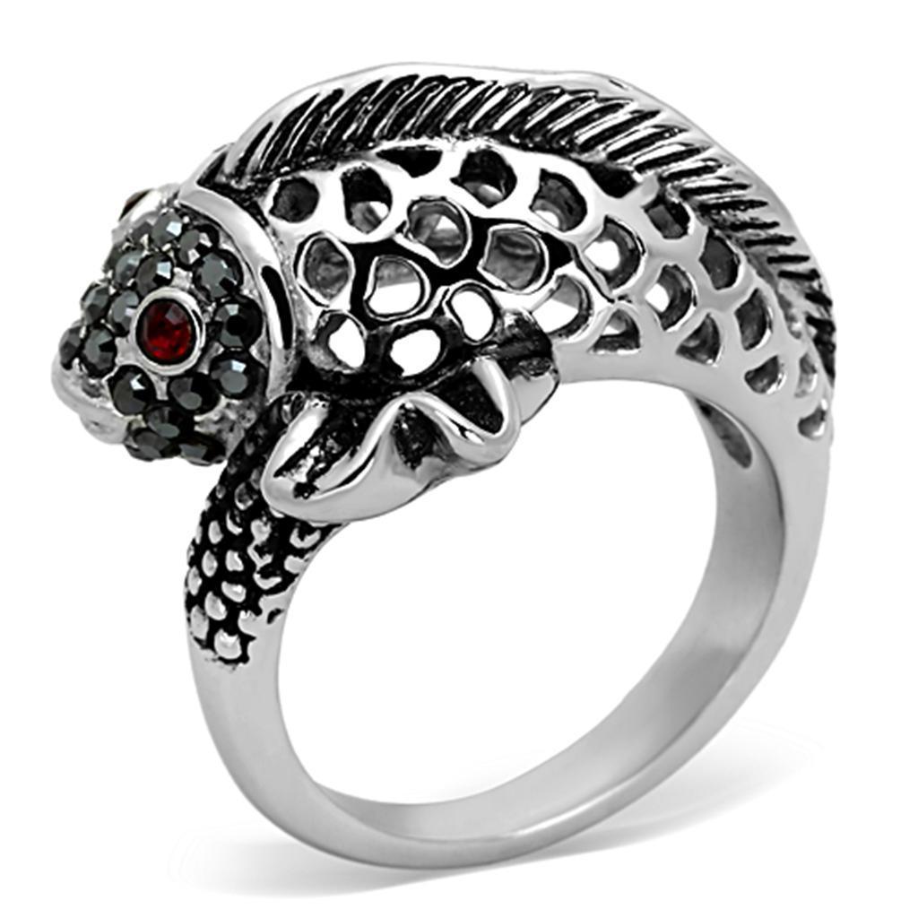 Silver Fish Ring Anillo Para Hombre y Mujer Stainless Steel Ring with Top Grade Crystal in Siam - Jewelry Store by Erik Rayo