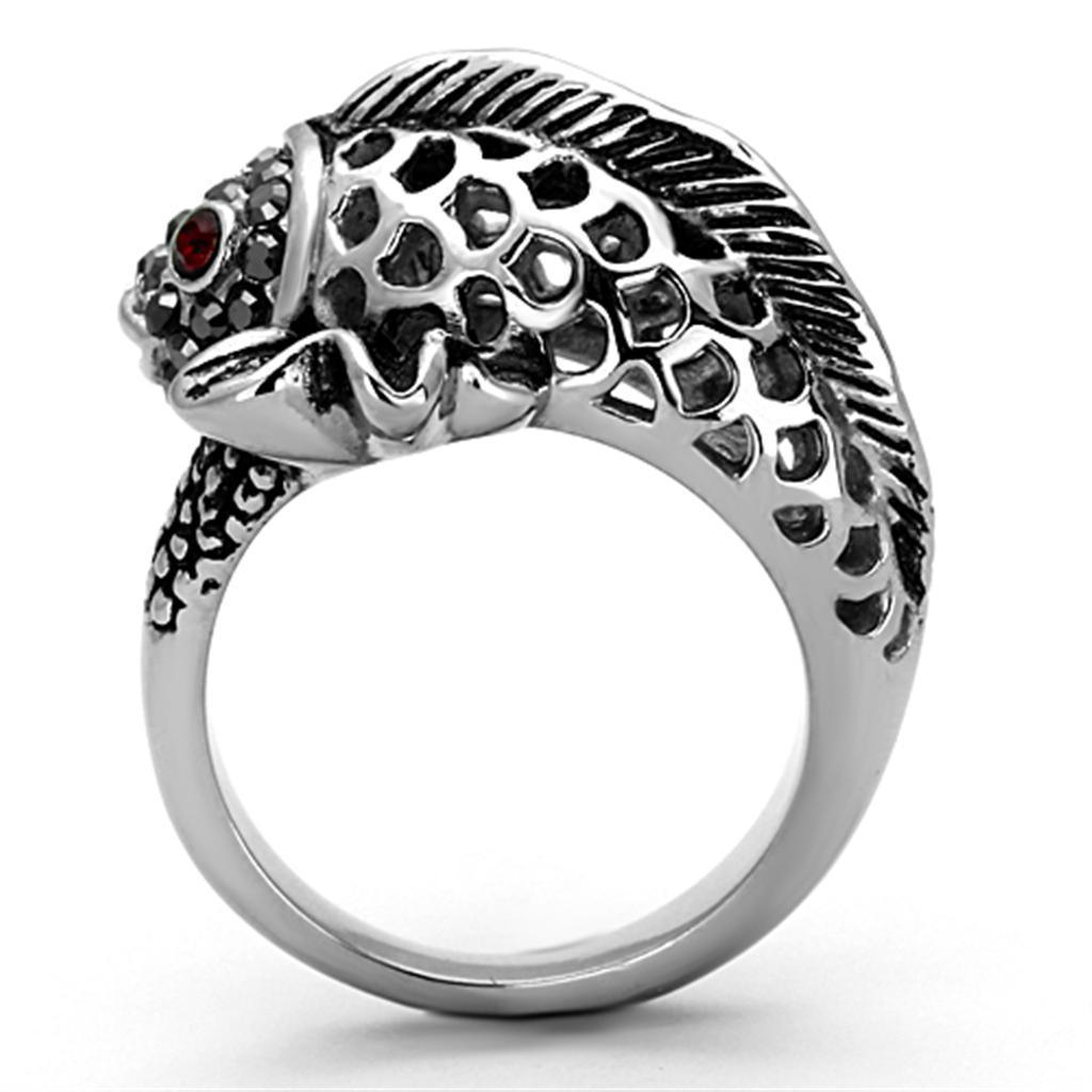 Silver Fish Ring Anillo Para Hombre y Mujer Stainless Steel Ring with Top Grade Crystal in Siam - Jewelry Store by Erik Rayo
