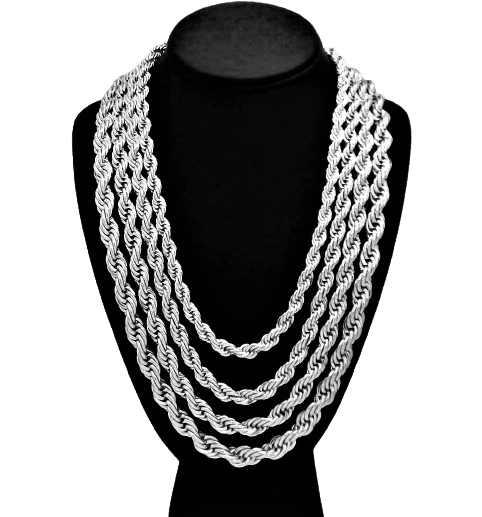 Silver Rope Chain Necklace for Men Women and Stainless Steel - Jewelry Store by Erik Rayo