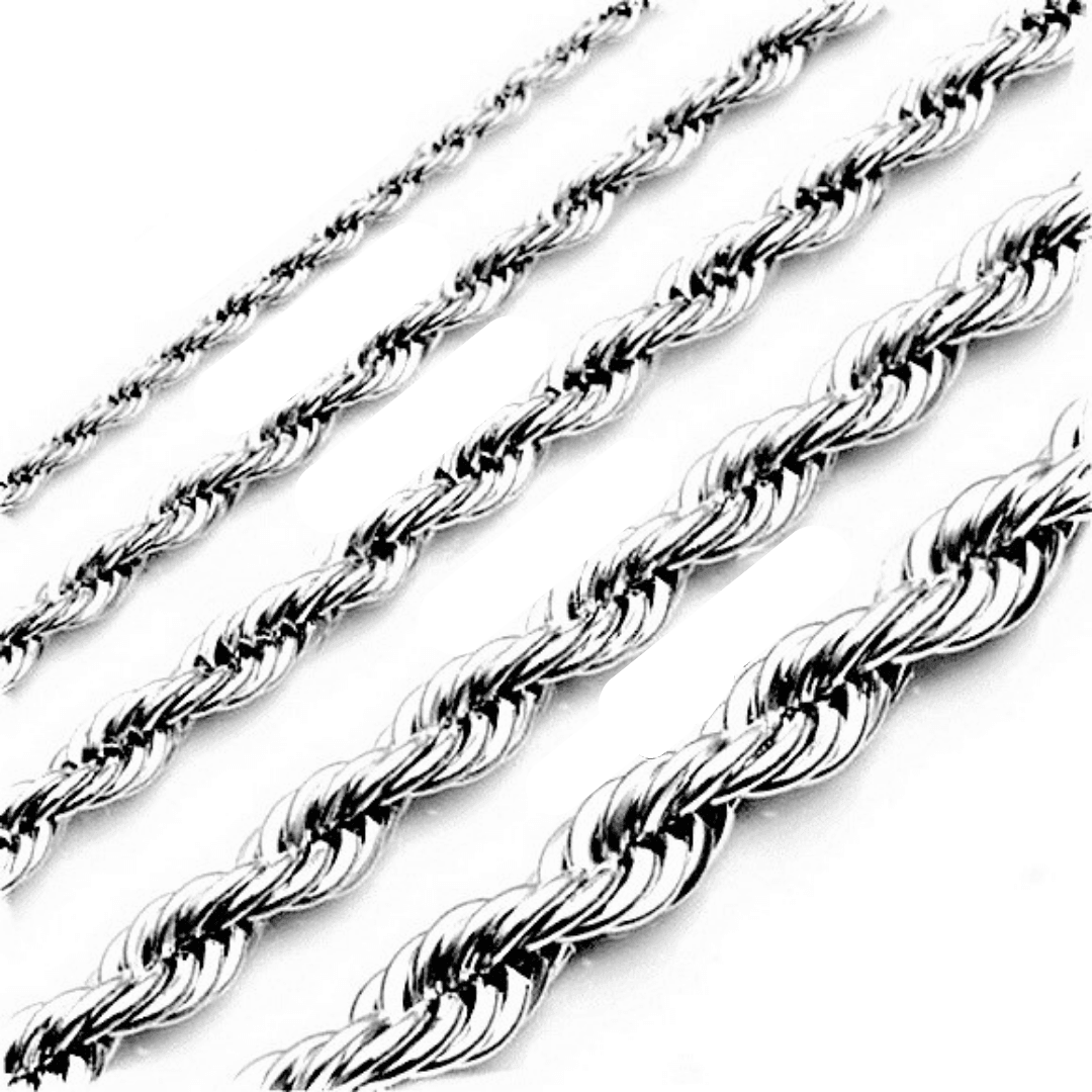 Silver Rope Chain Necklace for Men Women and Stainless Steel - Jewelry Store by Erik Rayo