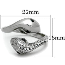 Load image into Gallery viewer, Silver Snakes Womens Ring Anillo Para Mujer y Ninos Unisex Kids 316L Stainless Steel Ring Top Grade Crystal in Jet - Jewelry Store by Erik Rayo
