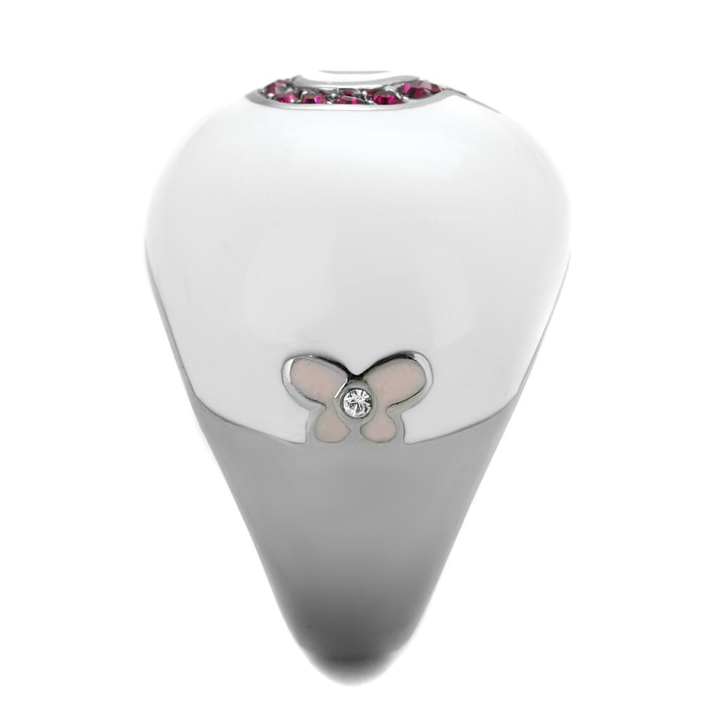Silver Womens Butterfly Ring Anillo Para Mujer 316L Stainless Steel Ring with Top Grade Crystal in Ruby - Jewelry Store by Erik Rayo