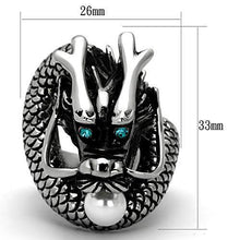 Load image into Gallery viewer, Silver Womens Dragon Ring Pearl Anillo Para Mujer y Ninos Unisex Kids 316L Stainless Steel Ring - Jewelry Store by Erik Rayo
