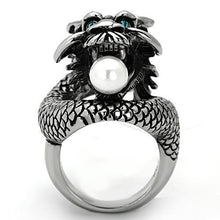 Load image into Gallery viewer, Silver Womens Dragon Ring Pearl Anillo Para Mujer y Ninos Unisex Kids 316L Stainless Steel Ring - Jewelry Store by Erik Rayo
