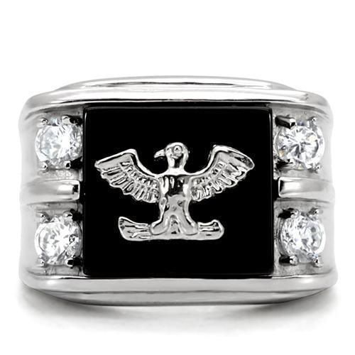 Silver Womens Eagle Ring Anillo Para Mujer 316L Stainless Steel Ring with Top Grade Crystal in Clear Amare - Jewelry Store by Erik Rayo