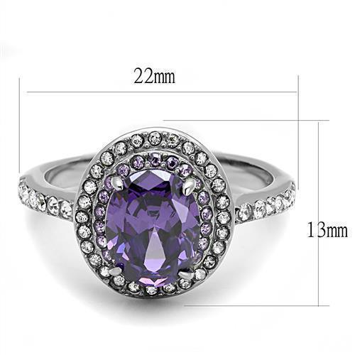 Silver Womens Ring Anillo Para Mujer 316L Stainless Steel Ring with AAA Grade CZ in Amethyst - Jewelry Store by Erik Rayo