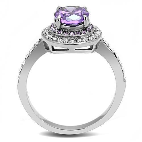 Silver Womens Ring Anillo Para Mujer 316L Stainless Steel Ring with AAA Grade CZ in Amethyst - Jewelry Store by Erik Rayo