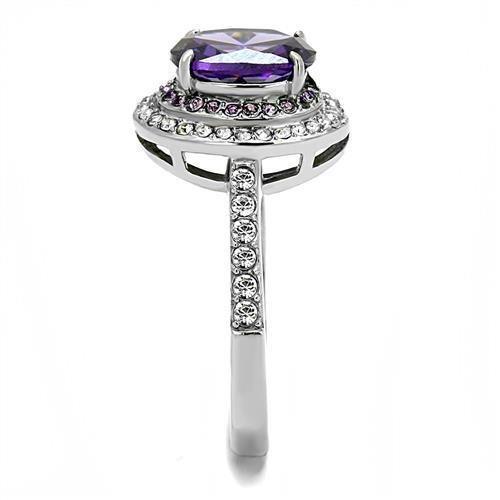 Silver Womens Ring Anillo Para Mujer 316L Stainless Steel Ring with AAA Grade CZ in Amethyst - Jewelry Store by Erik Rayo