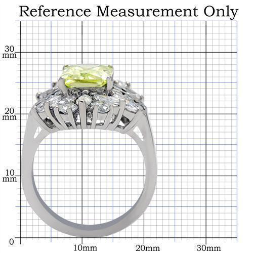 Silver Womens Ring Anillo Para Mujer 316L Stainless Steel Ring with AAA Grade CZ in Light Green color - Jewelry Store by Erik Rayo