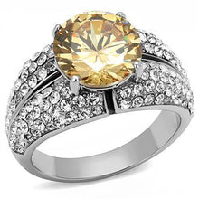 Load image into Gallery viewer, Silver Womens Ring Anillo Para Mujer y Ninos Unisex Kids 316L Stainless Steel Ring with AAA Grade CZ in Champagne Biella - Jewelry Store by Erik Rayo
