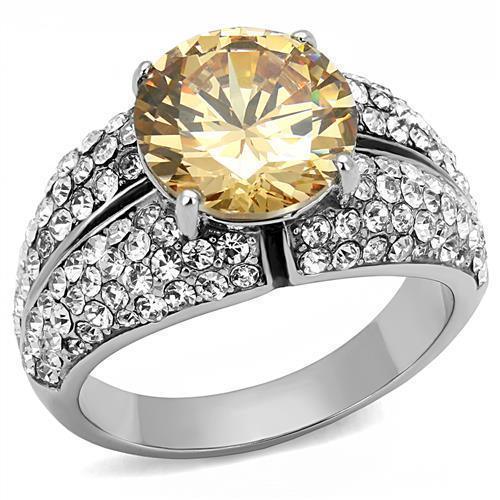 Silver Womens Ring Anillo Para Mujer y Ninos Unisex Kids 316L Stainless Steel Ring with AAA Grade CZ in Champagne Biella - Jewelry Store by Erik Rayo