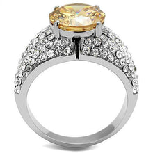 Load image into Gallery viewer, Silver Womens Ring Anillo Para Mujer y Ninos Unisex Kids 316L Stainless Steel Ring with AAA Grade CZ in Champagne Biella - Jewelry Store by Erik Rayo
