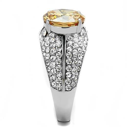 Silver Womens Ring Anillo Para Mujer 316L Stainless Steel Ring with AAA Grade CZ in Champagne Biella - Jewelry Store by Erik Rayo