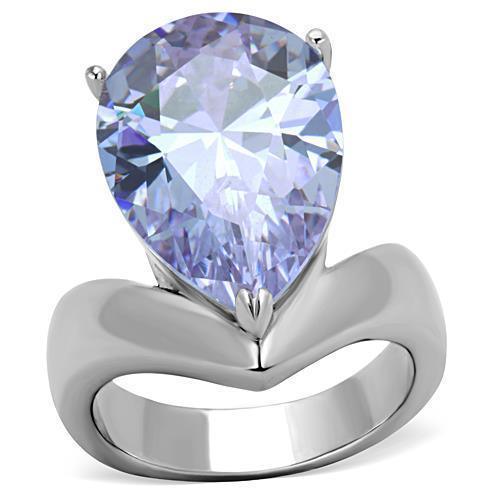 Silver Womens Ring Anillo Para Mujer 316L Stainless Steel Ring with AAA Grade CZ in Light Amethyst - Jewelry Store by Erik Rayo