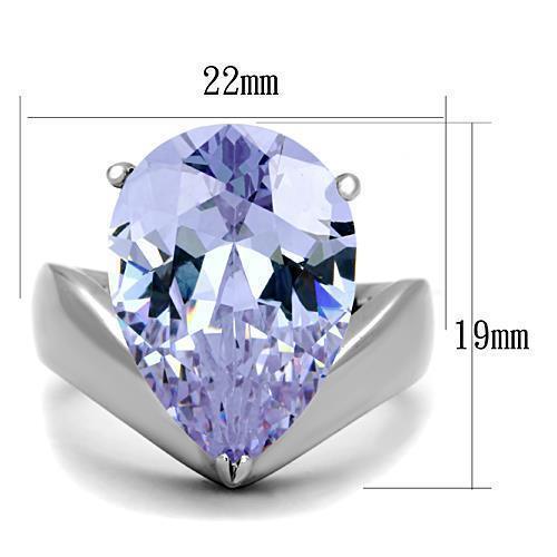 Silver Womens Ring Anillo Para Mujer 316L Stainless Steel Ring with AAA Grade CZ in Light Amethyst - Jewelry Store by Erik Rayo