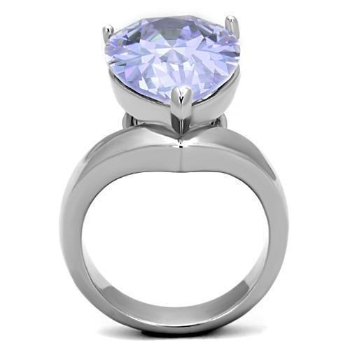 Silver Womens Ring Anillo Para Mujer 316L Stainless Steel Ring with AAA Grade CZ in Light Amethyst - Jewelry Store by Erik Rayo
