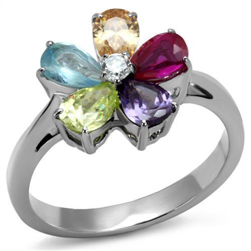 Silver Womens Ring Anillo Para Mujer 316L Stainless Steel Ring with AAA Grade CZ in Multi Color - Jewelry Store by Erik Rayo