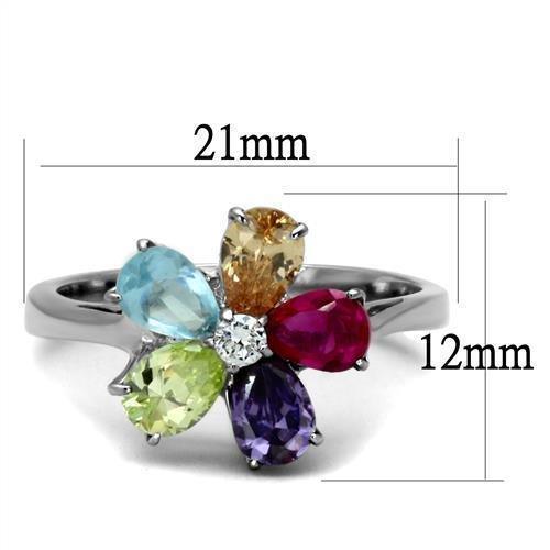 Silver Womens Ring Anillo Para Mujer 316L Stainless Steel Ring with AAA Grade CZ in Multi Color - Jewelry Store by Erik Rayo