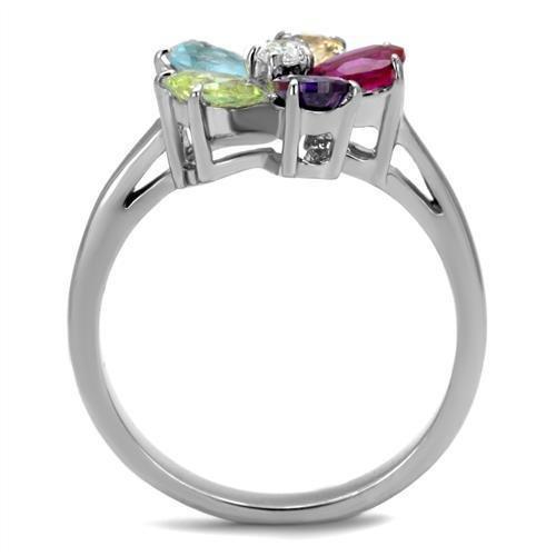 Silver Womens Ring Anillo Para Mujer 316L Stainless Steel Ring with AAA Grade CZ in Multi Color - Jewelry Store by Erik Rayo