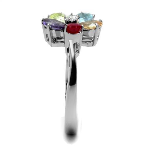 Silver Womens Ring Anillo Para Mujer 316L Stainless Steel Ring with AAA Grade CZ in Multi Color - Jewelry Store by Erik Rayo