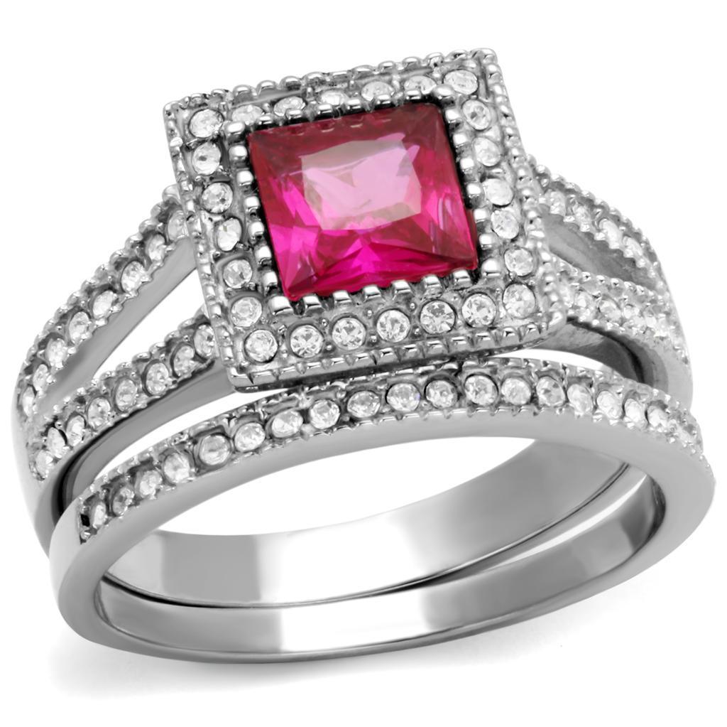 Silver Womens Ring Anillo Para Mujer 316L Stainless Steel Ring with AAA Grade CZ in Ruby - Jewelry Store by Erik Rayo