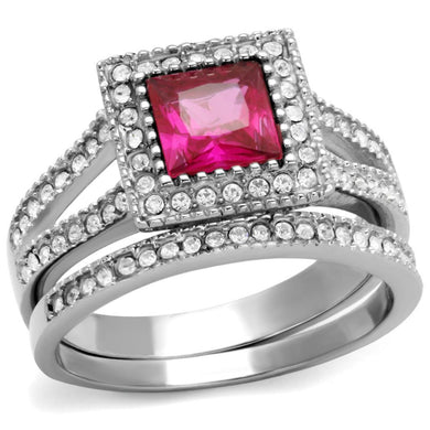 Silver Womens Ring Anillo Para Mujer y Ninos Unisex Kids 316L Stainless Steel Ring with AAA Grade CZ in Ruby - Jewelry Store by Erik Rayo