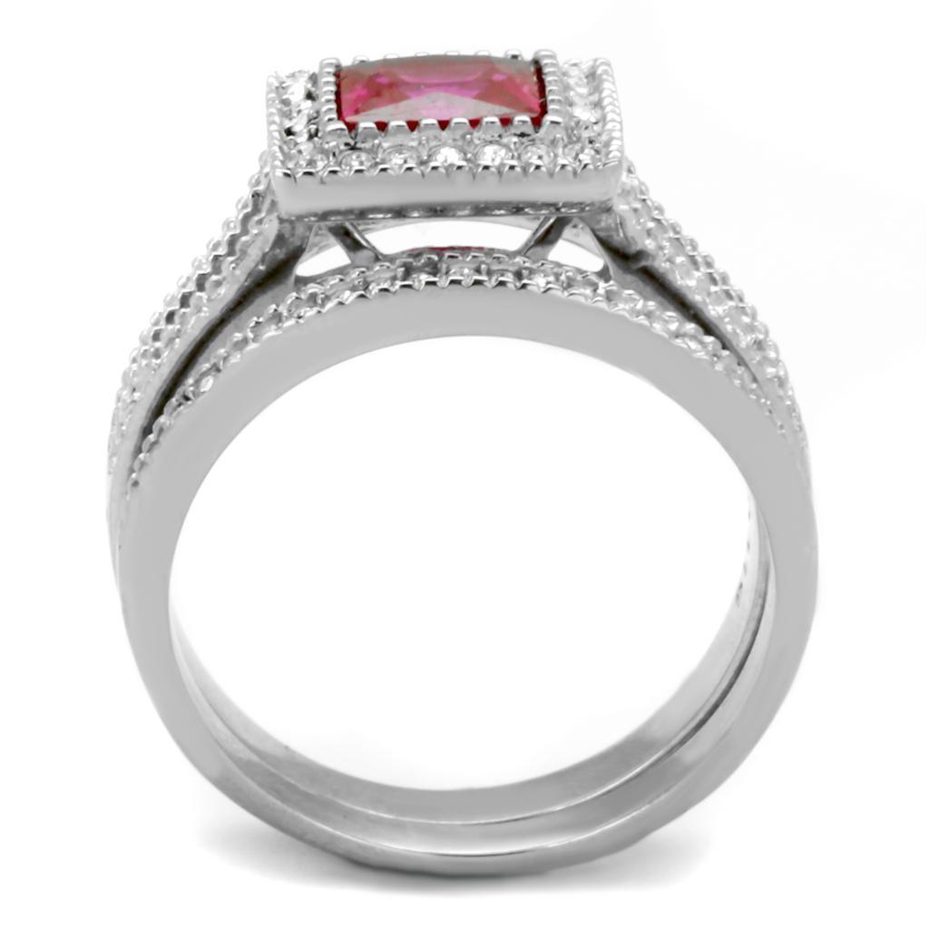 Silver Womens Ring Anillo Para Mujer 316L Stainless Steel Ring with AAA Grade CZ in Ruby - Jewelry Store by Erik Rayo