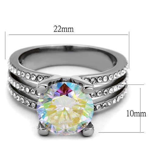 Silver Womens Ring Anillo Para Mujer 316L Stainless Steel Ring with AAA Grade CZ in White AB - Jewelry Store by Erik Rayo