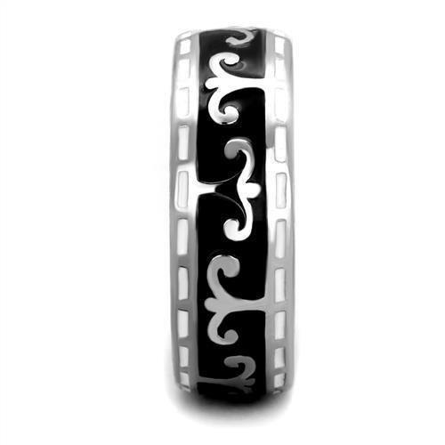 Silver Womens Ring Anillo Para Mujer 316L Stainless Steel Ring with Epoxy in Jet Venice - Jewelry Store by Erik Rayo