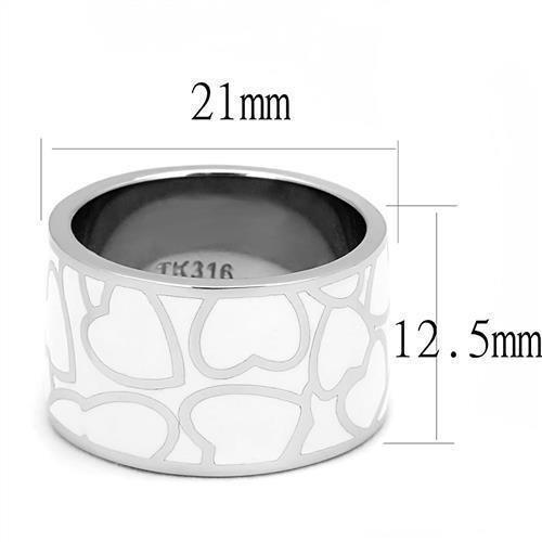 Silver Womens Ring Anillo Para Mujer 316L Stainless Steel Ring with Epoxy in White Feltre - Jewelry Store by Erik Rayo