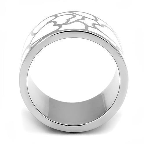 Silver Womens Ring Anillo Para Mujer 316L Stainless Steel Ring with Epoxy in White Feltre - Jewelry Store by Erik Rayo