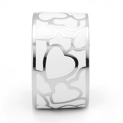 Silver Womens Ring Anillo Para Mujer 316L Stainless Steel Ring with Epoxy in White Feltre - Jewelry Store by Erik Rayo
