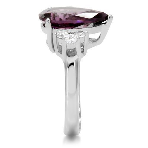 Silver Womens Ring Anillo Para Mujer 316L Stainless Steel Ring with Glass in Amethyst - Jewelry Store by Erik Rayo