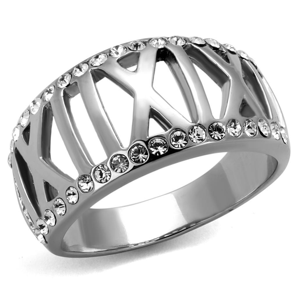 Silver Womens Ring Anillo Para Mujer 316L Stainless Steel Ring with Top Grade Crystal Eboli - Jewelry Store by Erik Rayo