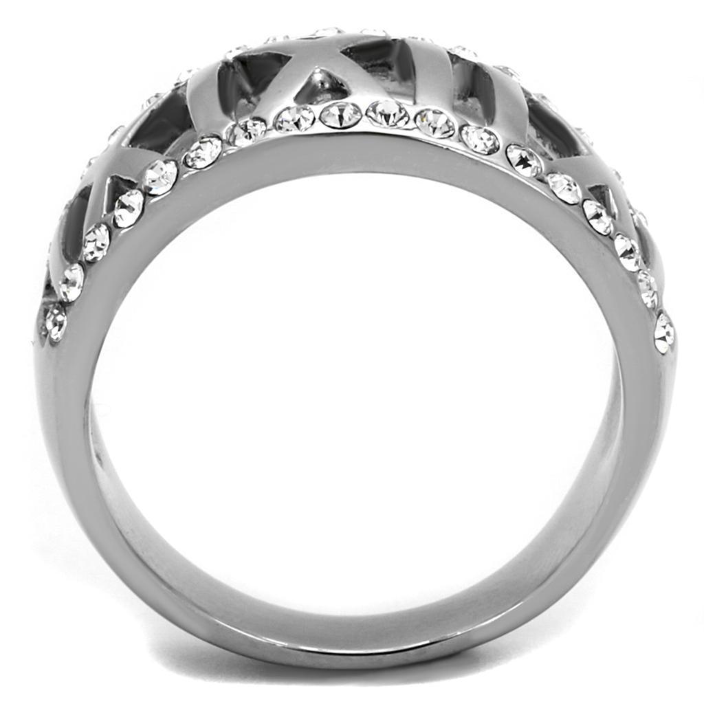 Silver Womens Ring Anillo Para Mujer 316L Stainless Steel Ring with Top Grade Crystal Eboli - Jewelry Store by Erik Rayo