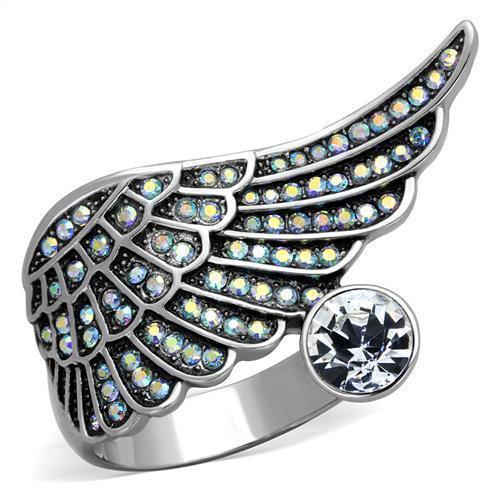 Silver Womens Ring Anillo Para Mujer y Ninos Unisex Kids 316L Stainless Steel Ring with Top Grade Crystal - Jewelry Store by Erik Rayo