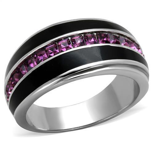 Silver Womens Ring Anillo Para Mujer 316L Stainless Steel Ring with Top Grade Crystal in Amethyst - Jewelry Store by Erik Rayo