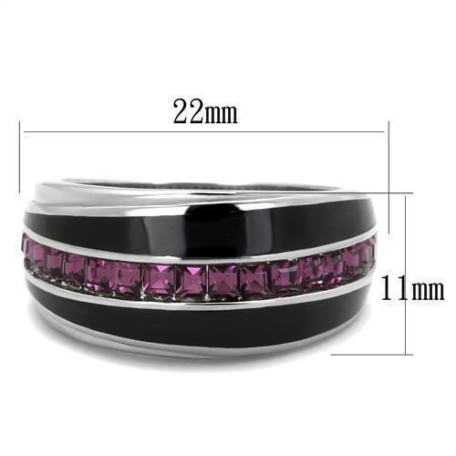 Silver Womens Ring Anillo Para Mujer 316L Stainless Steel Ring with Top Grade Crystal in Amethyst - Jewelry Store by Erik Rayo