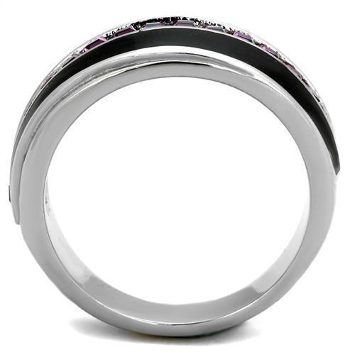 Silver Womens Ring Anillo Para Mujer 316L Stainless Steel Ring with Top Grade Crystal in Amethyst - Jewelry Store by Erik Rayo
