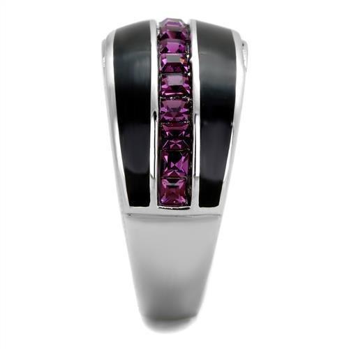 Silver Womens Ring Anillo Para Mujer 316L Stainless Steel Ring with Top Grade Crystal in Amethyst - Jewelry Store by Erik Rayo