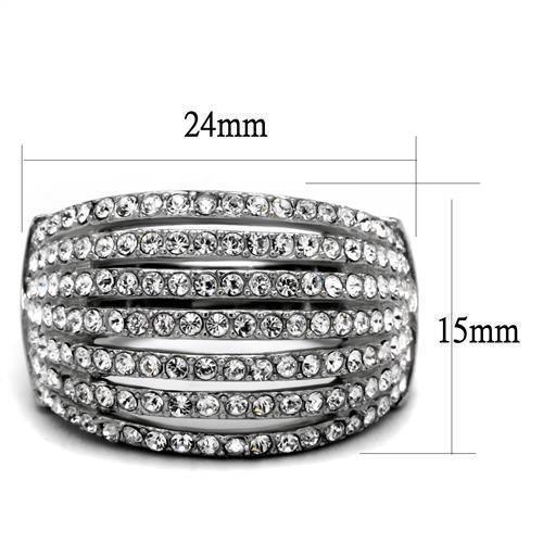 Silver Womens Ring Anillo Para Mujer 316L Stainless Steel Ring with Top Grade Crystal in Clear Boston - Jewelry Store by Erik Rayo