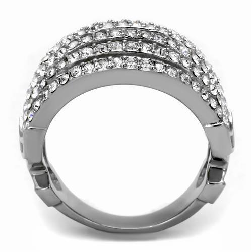 Silver Womens Ring Anillo Para Mujer 316L Stainless Steel Ring with Top Grade Crystal in Clear Boston - Jewelry Store by Erik Rayo
