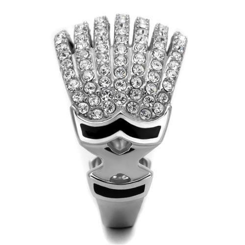 Silver Womens Ring Anillo Para Mujer 316L Stainless Steel Ring with Top Grade Crystal in Clear Boston - Jewelry Store by Erik Rayo