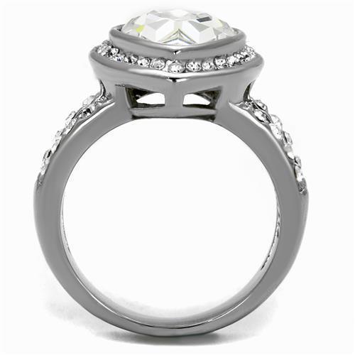 Silver Womens Ring Anillo Para Mujer 316L Stainless Steel Ring with Top Grade Crystal in Clear Jersey - Jewelry Store by Erik Rayo