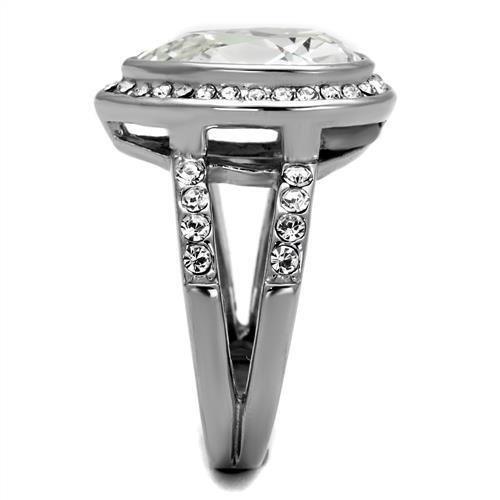 Silver Womens Ring Anillo Para Mujer 316L Stainless Steel Ring with Top Grade Crystal in Clear Jersey - Jewelry Store by Erik Rayo
