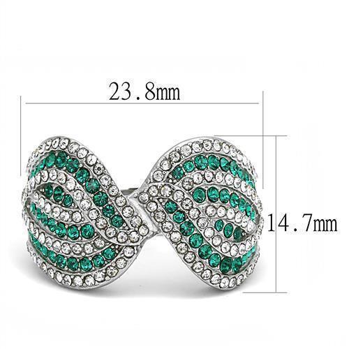 Silver Womens Ring Anillo Para Mujer 316L Stainless Steel Ring with Top Grade Crystal in Emerald - Jewelry Store by Erik Rayo