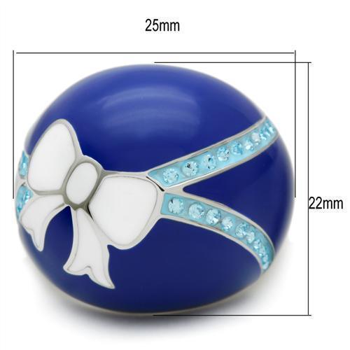 Silver Womens Ring Anillo Para Mujer 316L Stainless Steel Ring with Top Grade Crystal in Sea Blue Mantua - Jewelry Store by Erik Rayo