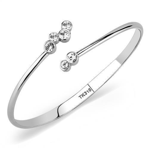 Silver Womens Ring Anillo Para Mujer Stainless Steel Bangle with Top Grade Crystal Chieti - Jewelry Store by Erik Rayo
