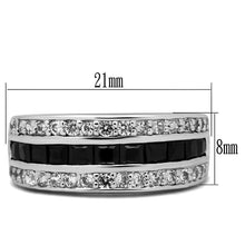 Load image into Gallery viewer, Silver Womens Ring Anillo Para Mujer Stainless Steel Ring with AAA Grade CZ in Black Diamond - Jewelry Store by Erik Rayo
