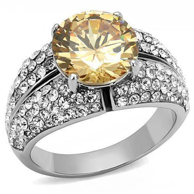 Silver Womens Ring Anillo Para Mujer Stainless Steel Ring with AAA Grade CZ in Champagne Biella - Jewelry Store by Erik Rayo